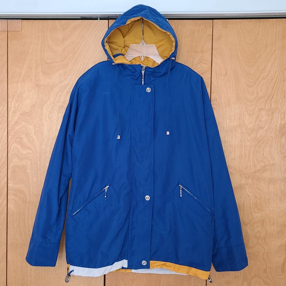 Luba colorblock retro jacket blue, yellow, white size 10